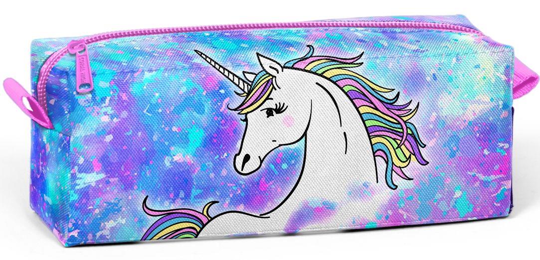 Coral High Tek Gözlü Mavi Unicorn Desenli Kalem Çantası