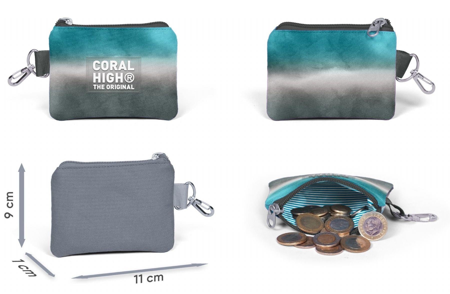 Coral High Turkuaz Gri Batik Bozuk Para Cüzdanı - Erkek Çocuk