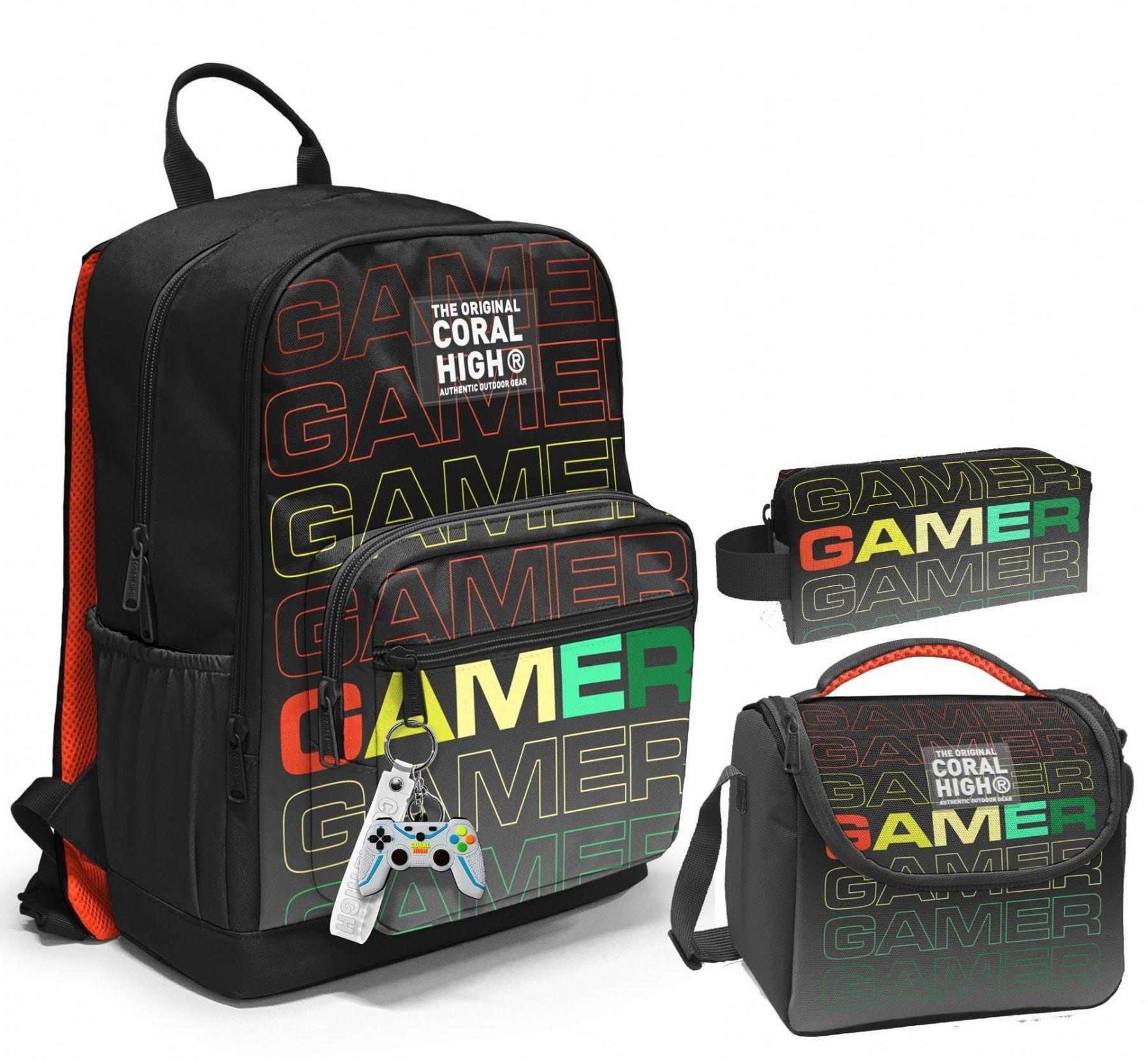 Coral High Üçlü İlk ve Ortaokul Okul Çanta Seti - Siyah Gri Gamer - Erkek Çocuk