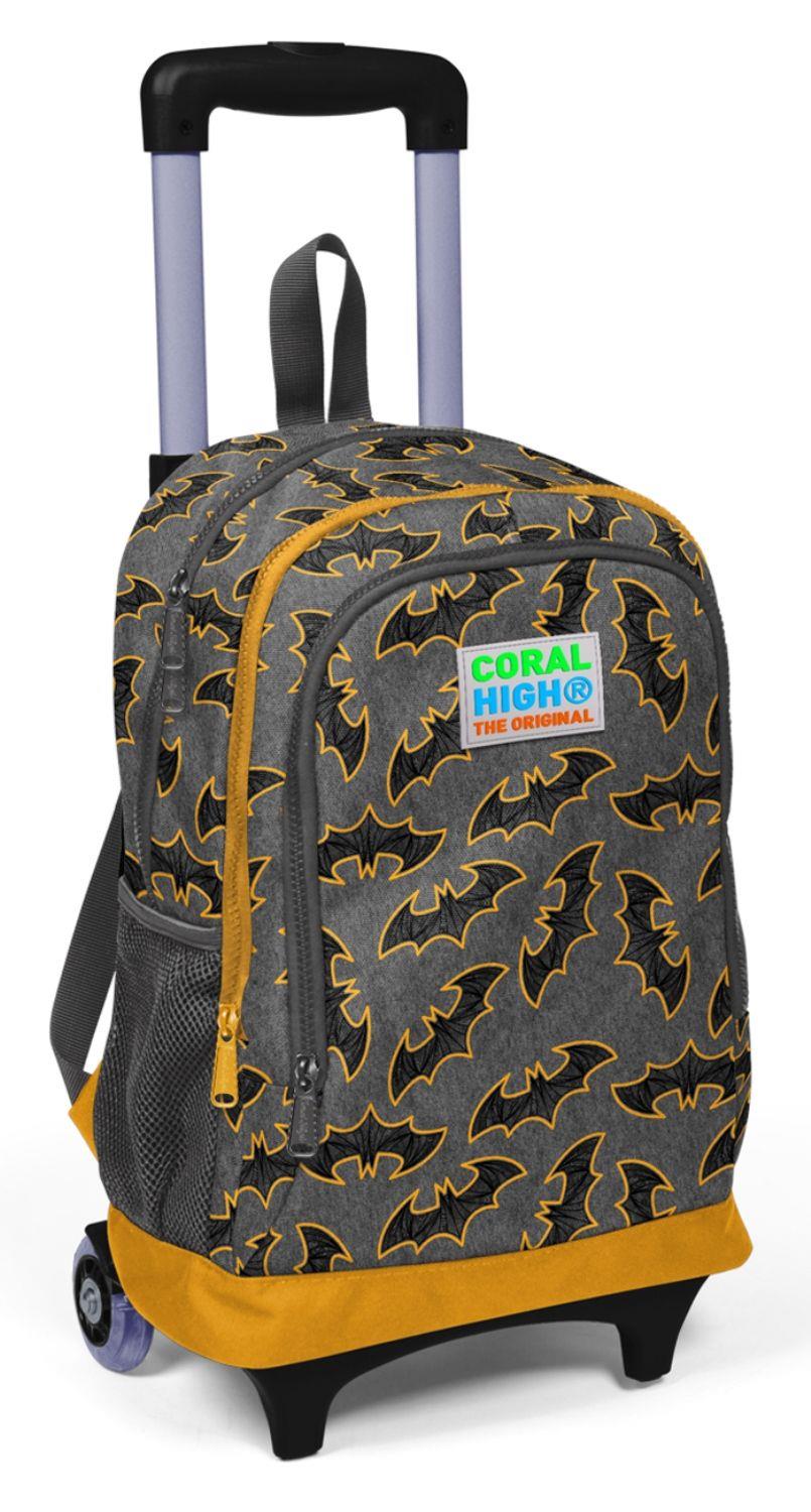 Coral High Yarasa Baskılı Işıklı Tekerlekli Çekçek Okul Çantası - Erkek Çocuk