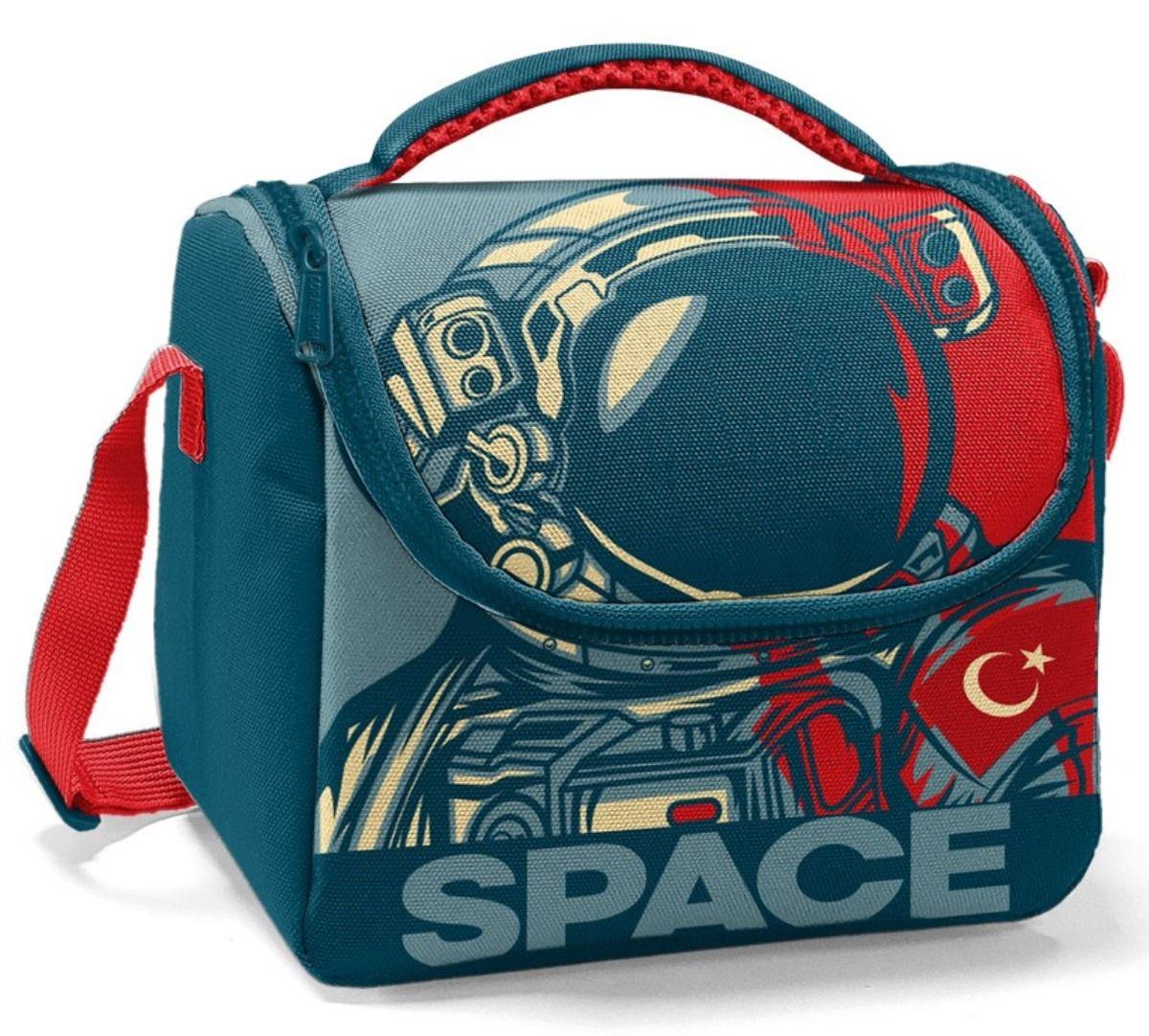 Coral High Yeşil Astronot Baskılı Erkek Okul Beslenme ve Piknik Çantası