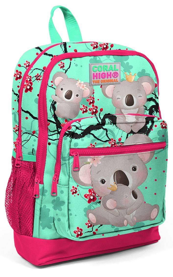 Coral High Yeşil Koala Baskılı Kız Çocuk 3lü İlkokul Çanta Seti