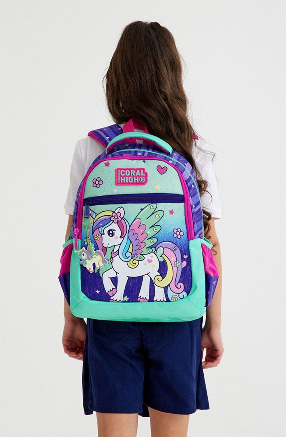 Coral High Yeşil Mor Pegasus İlkokul Okul Sırt Çantası ve Kalemlik Seti