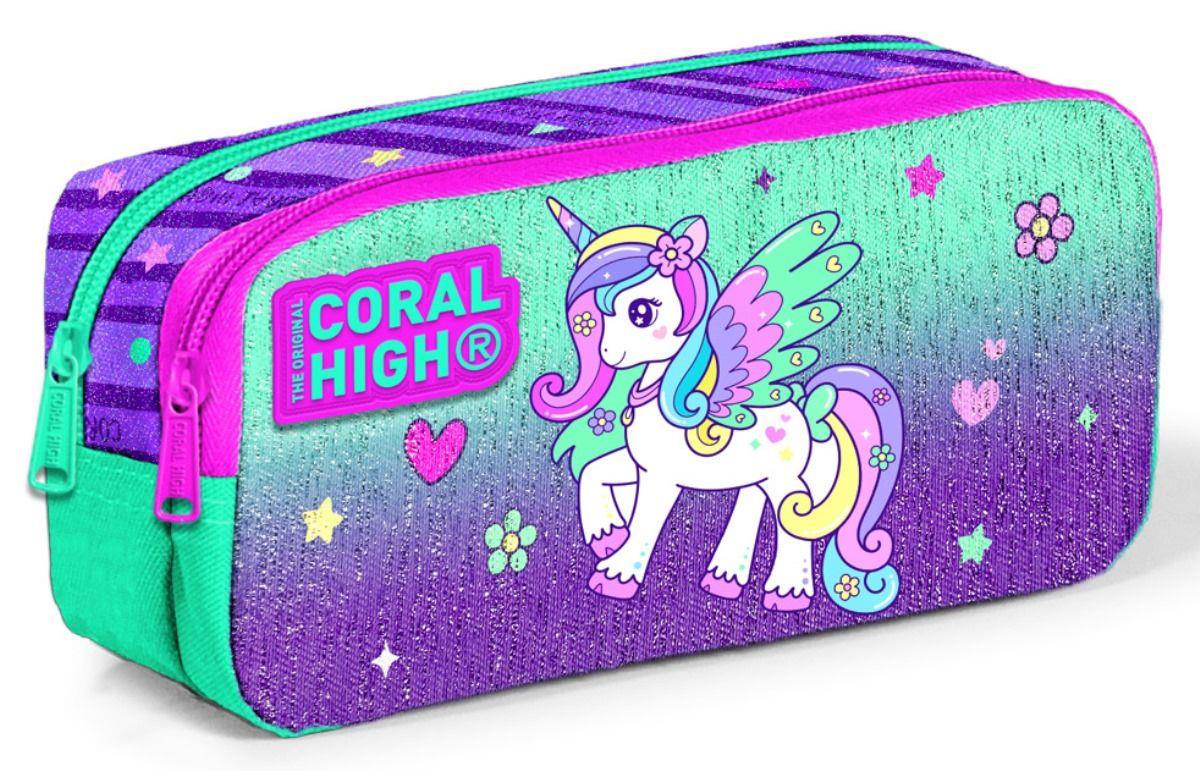 Coral High Yeşil Mor Pegasus İlkokul Okul Sırt Çantası ve Kalemlik Seti