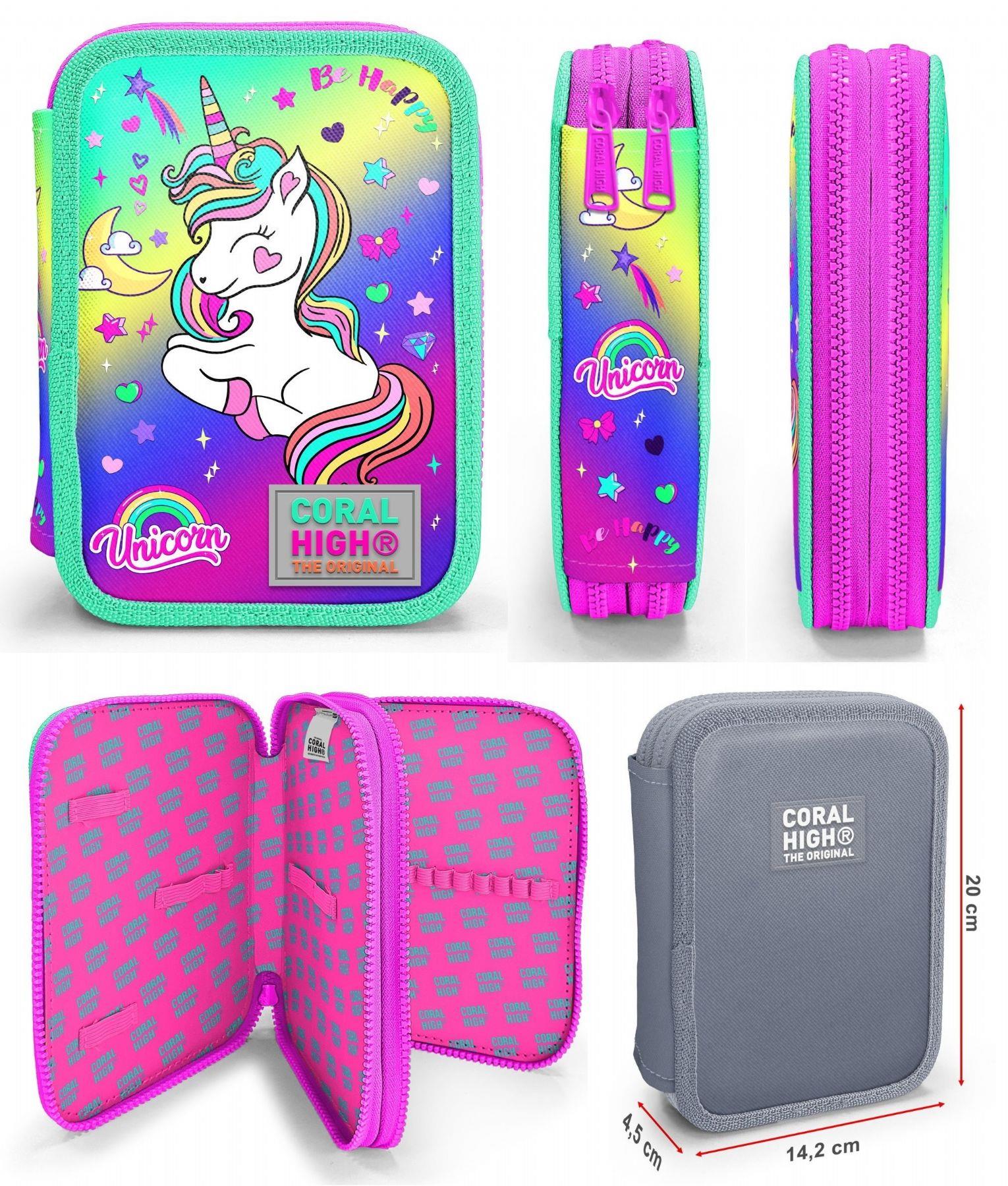 Coral High Yeşil Mor Unicorn Kız Çocuk Okul Çantası ve Organizer Kalemlik Seti 23729 11129