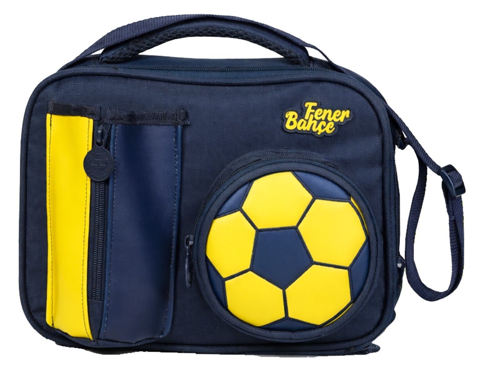 Fenerbahçe Matara Cepli Erkek Çocuk Futbol Topu Şekilli (Sarı - Lacivert) Okul Beslenme Çantası - 26786