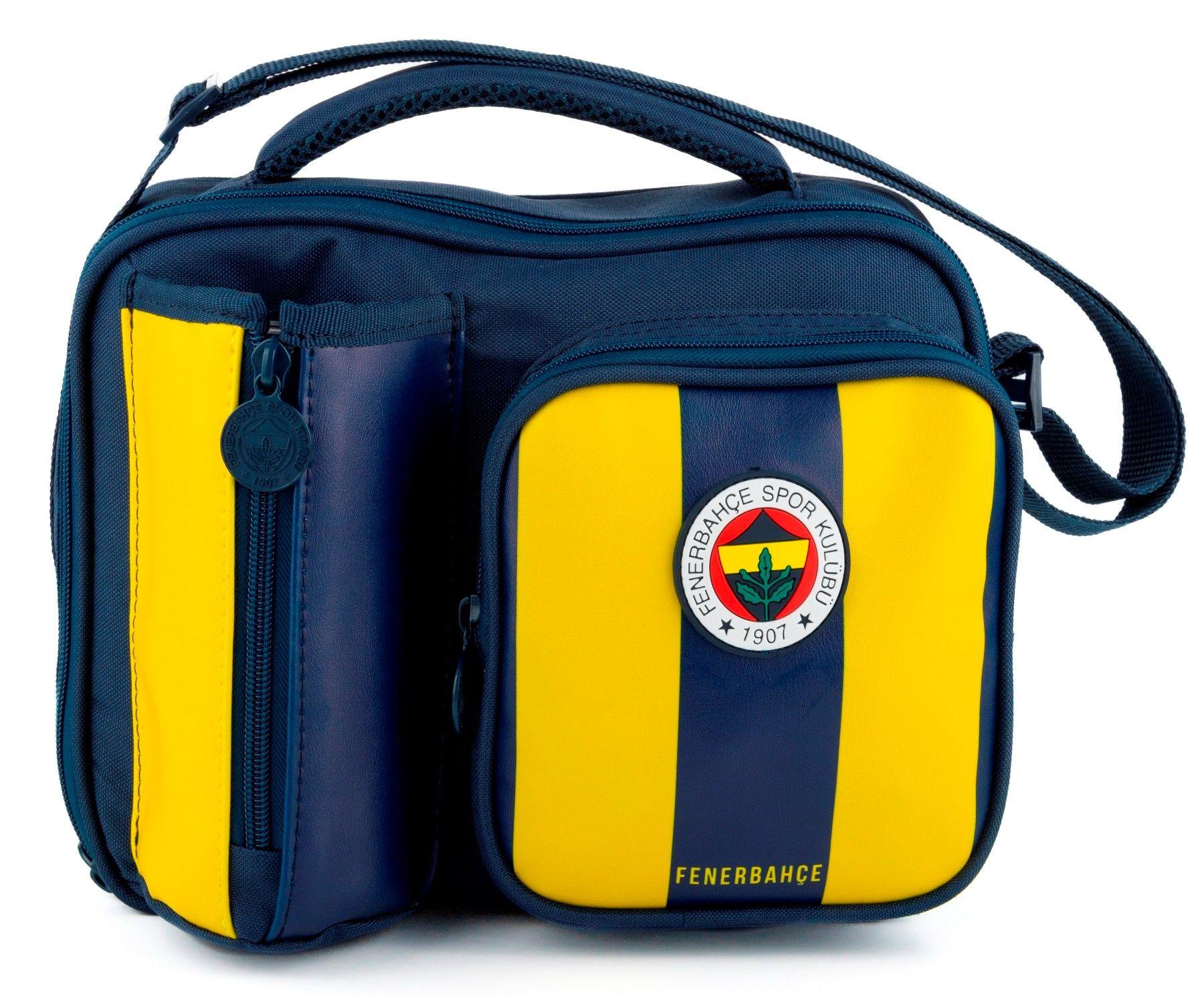 Fenerbahçe Sarı Lacivert Çubuk Desenli Suni Deri Beslenme Çantası - 25758