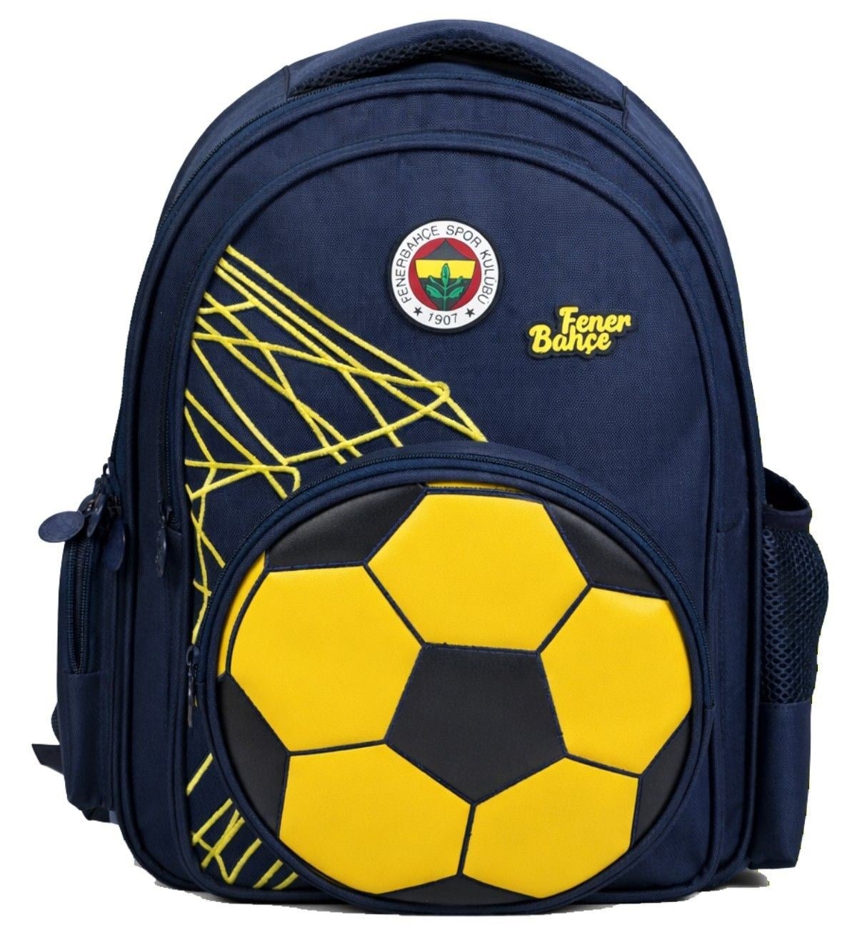 Fenerbahçe Üç Bölmeli Erkek Çocuk Futbol Topu Şekilli Sarı - Lacivert Okul Sırt Çantası - 26784