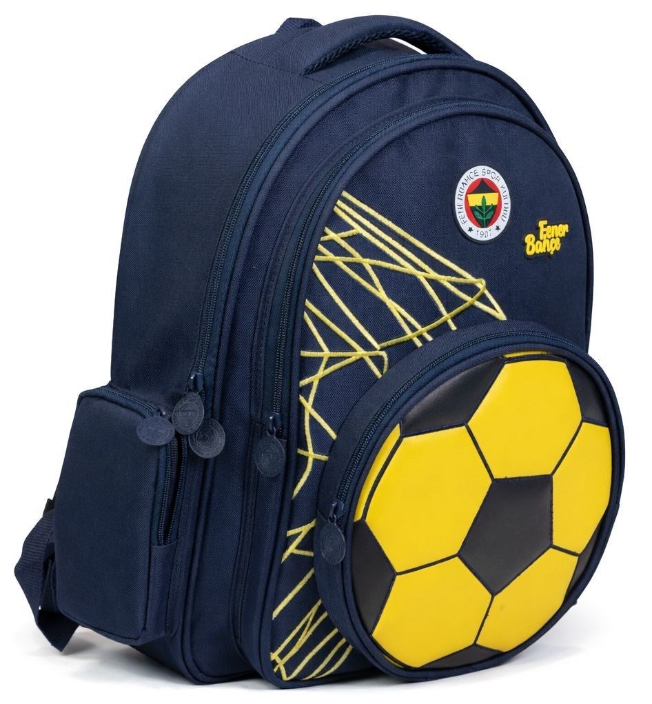 Fenerbahçe Üç Bölmeli Erkek Çocuk Futbol Topu Şekilli Sarı - Lacivert Okul Sırt Çantası - 26784