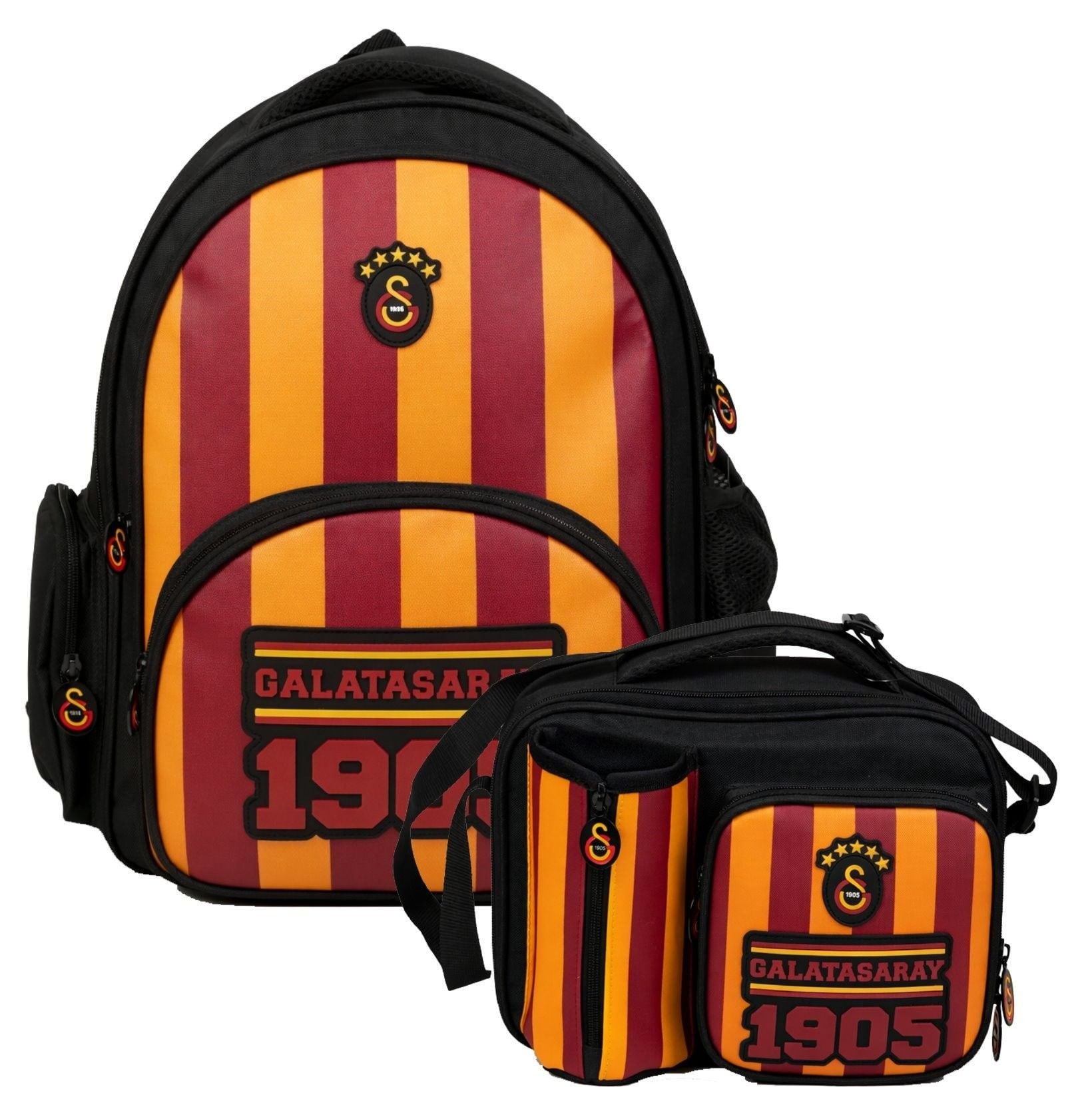 Galatasaray Erkek Çocuk İlkokul Çantası ve Beslenme Çantası Seti (Galatasaray Baskılı) Sarı - Kırmızı - Siyah - SETGS26925B