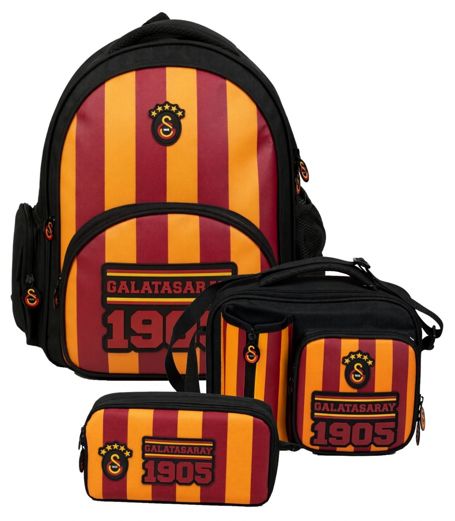 Galatasaray Erkek Çocuk Üçlü İlkokul Okul Çanta Seti - Galatasaray Baskılı (Sarı - Kırmızı - Siyah) - SETGS26925A