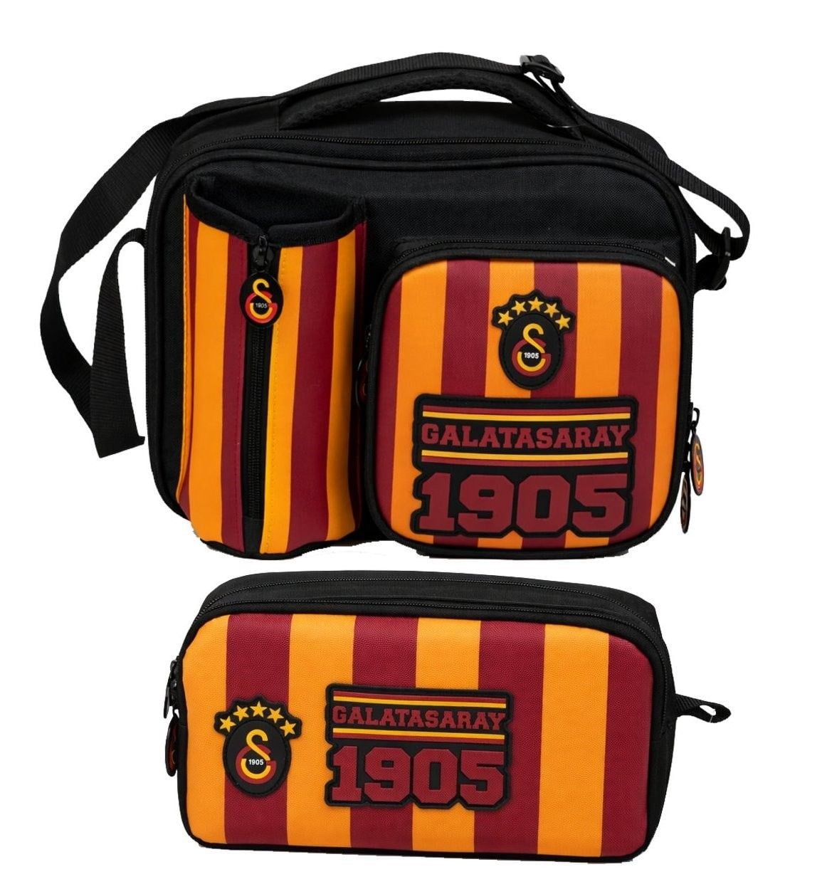 Galatasaray Galatasaray 1905 Kabartmalı Sarı - Kırmızı - Siyah Erkek Çocuk Okul Beslenme Çantası ve Kalemlik Seti - SETGS26927