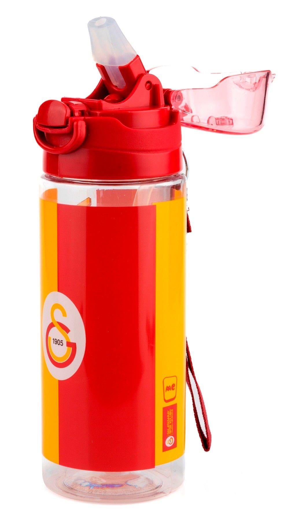 Galatasaray Sarı Kırmızı Baskılı 500 ml Pipetli Okul ve Günlük Matara/Suluk - 25571