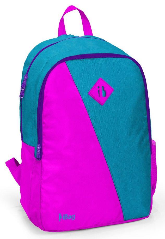 İbag İki Bölmeli Yeşil-Pembe Okul Sırt Çantası