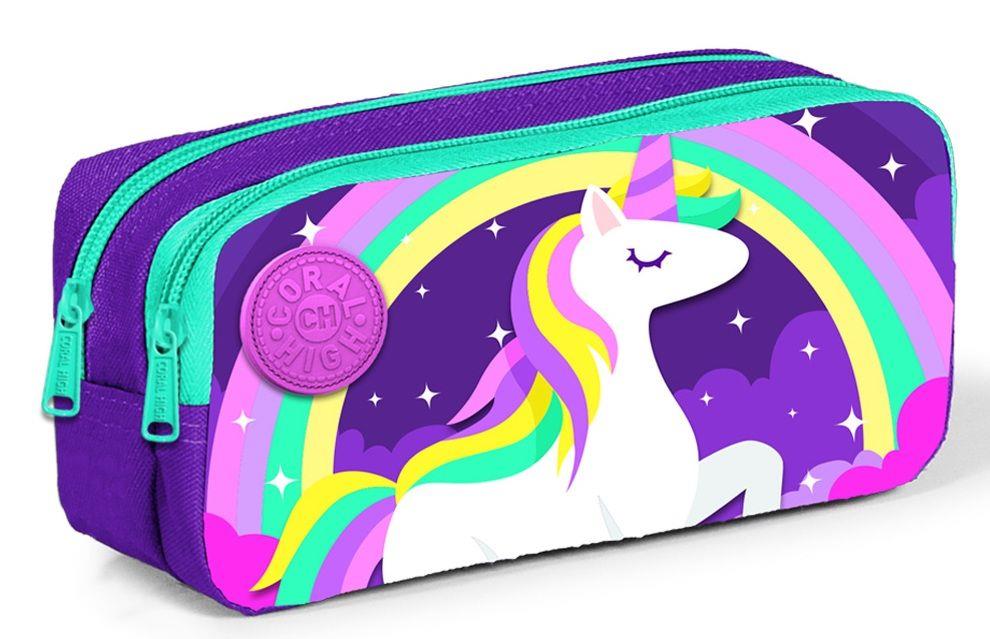 İki Bölmeli Unicorn Desenli Kalemlik - Kız