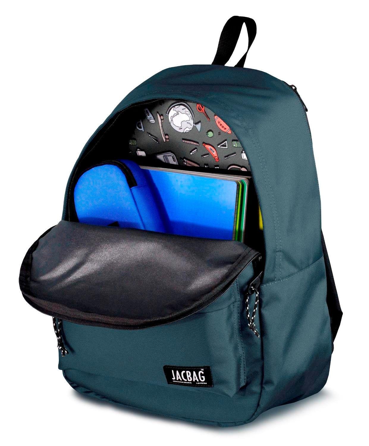 Jacbag Classic İki Bölmeli Gri Okul Günlük Seyahat Sırt Çantası