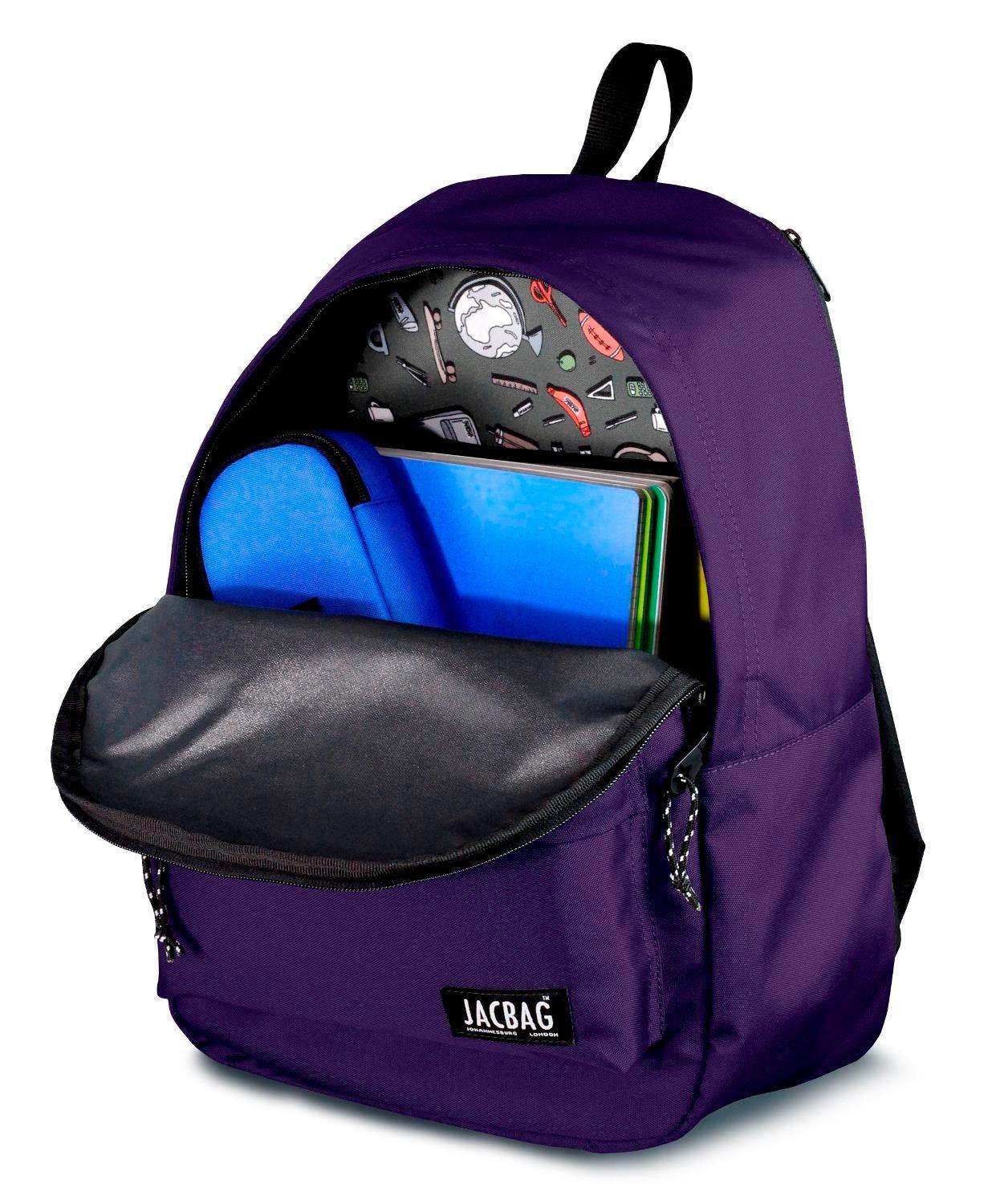Jacbag Classic İki Bölmeli Mor Okul Günlük Seyahat Sırt Çantası