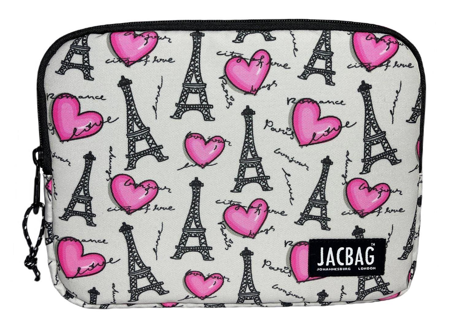 Jacbag Paris Gri/Pembe Kadın/Kız Çocuk Tablet Çantası/Kılıfı (Suya Dayanıklı Malzeme)