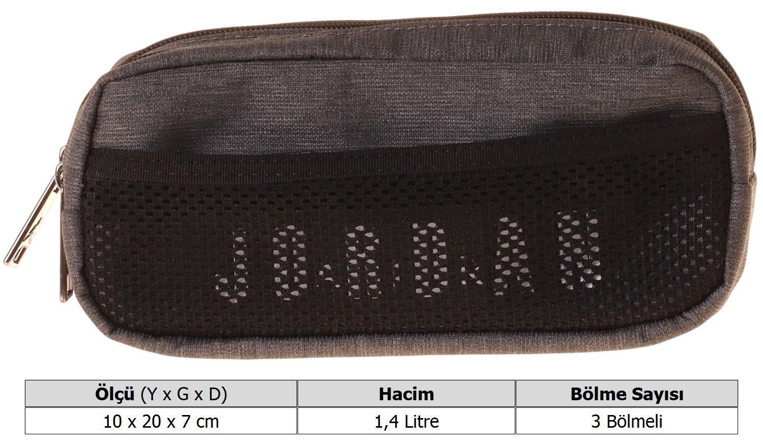 Jordan Air New York Grey Üç Bölmeli Gri Erkek Çocuk Kalem Çantası/Kalemlik - Q3165