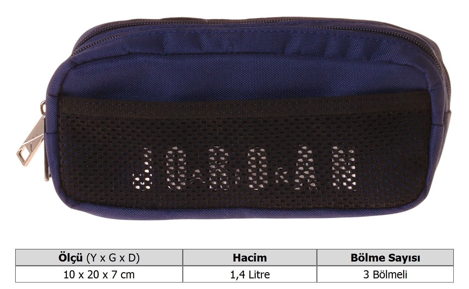 Jordan Air New York Navy Blue Üç Bölmeli Lacivert Erkek Çocuk Kalem Çantası/Kalemlik - Q3167