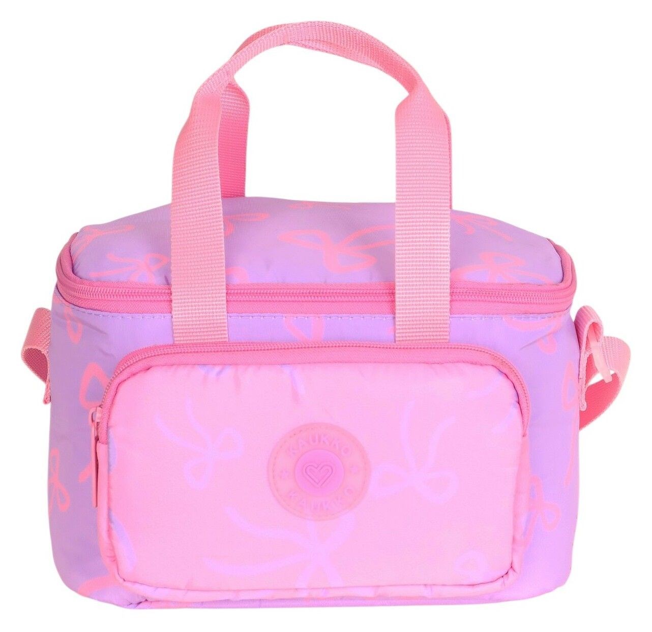 Kaukko Bow Mor Fiyonk Baskılı Kız Çocuk Isı Yalıtımlı Beslenme Çantası - K1880