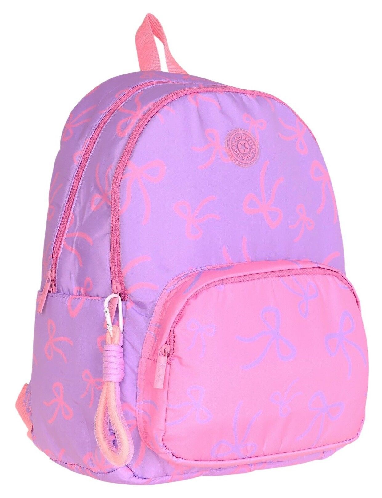 Kaukko Bow Mor Pembe Fiyonk Desenli Okul Çantası K1879