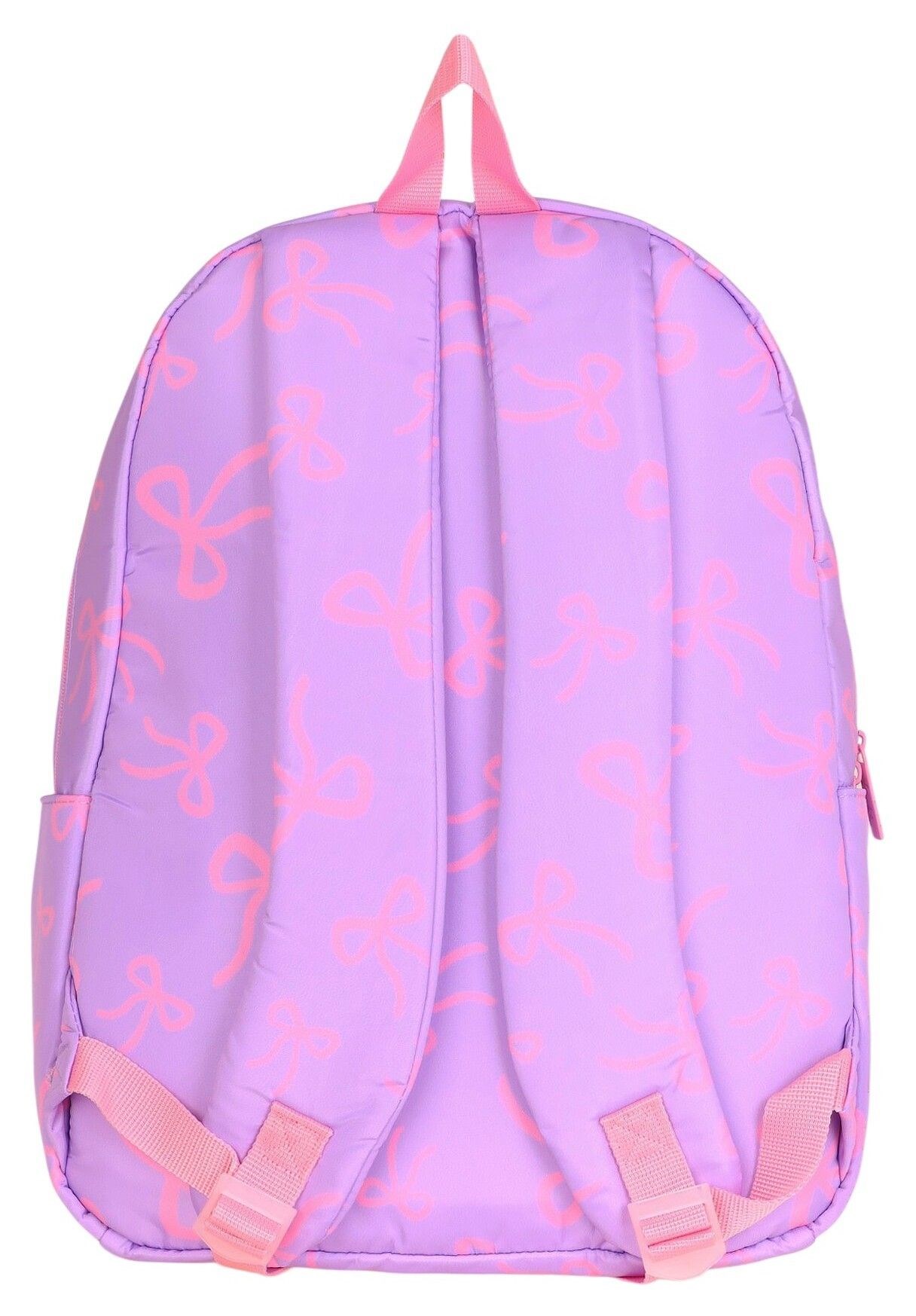 Kaukko Bow Mor Pembe Fiyonk Desenli Okul Çantası K1879