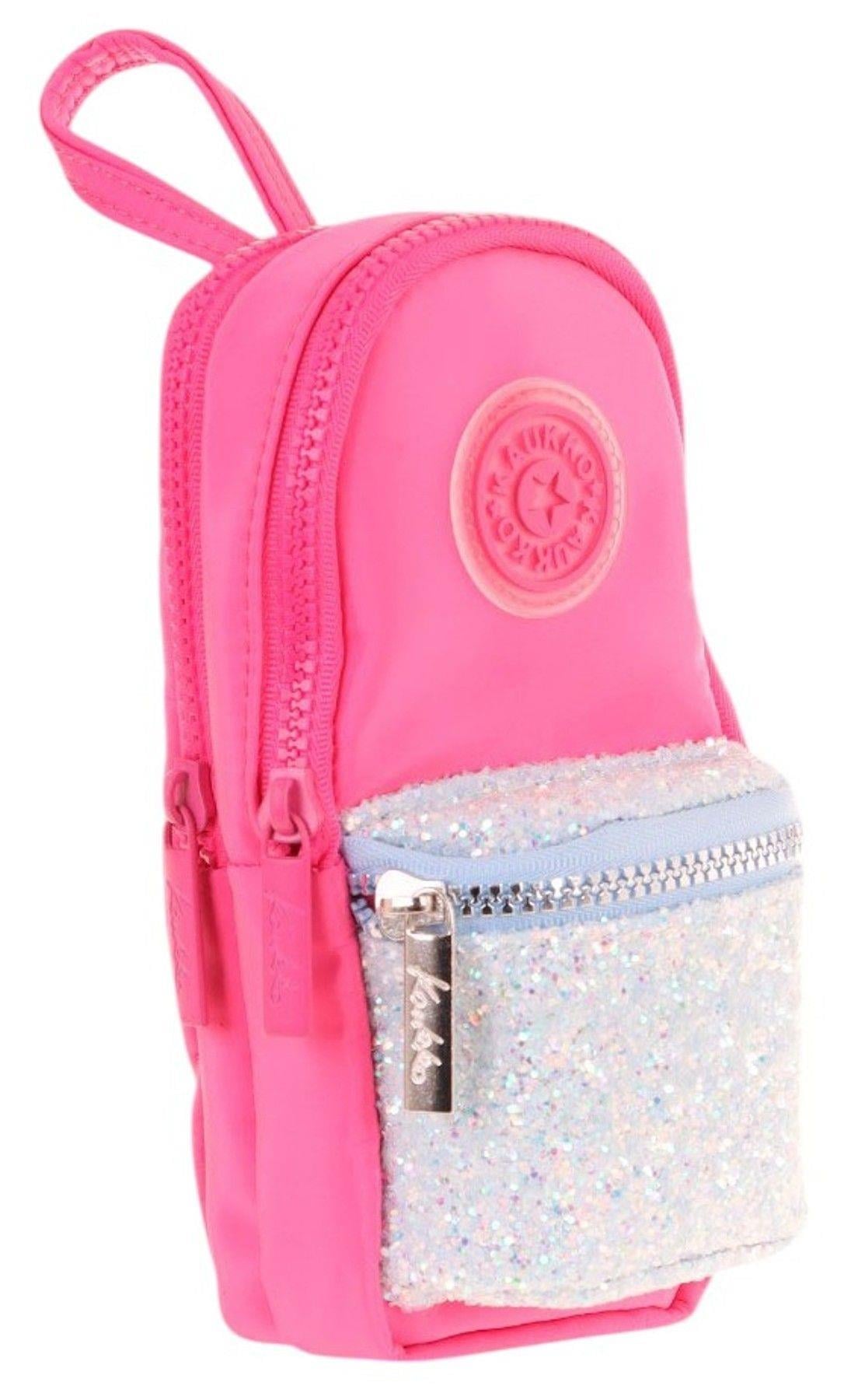 Kaukko Çanta Şekilli Kız Çocuk Üç Bölmeli Kalemlik - Pembe - Taşlı - K2722