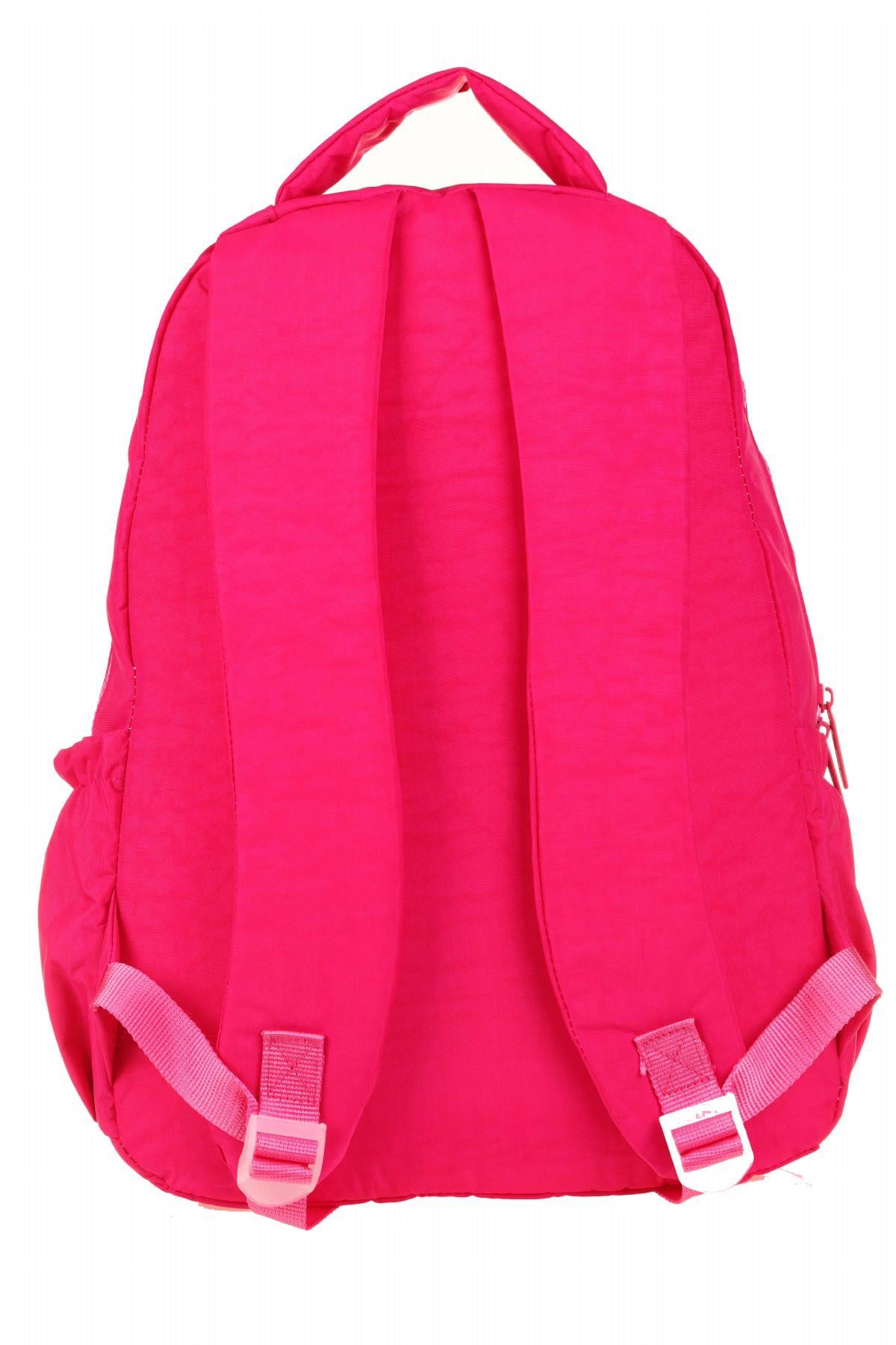 Kaukko Crazy Dört Bölmeli Kız Çocuk/Kadın Okul ve Günlük Sırt Çantası - Pembe (Krinkıl Kumaş) K1679