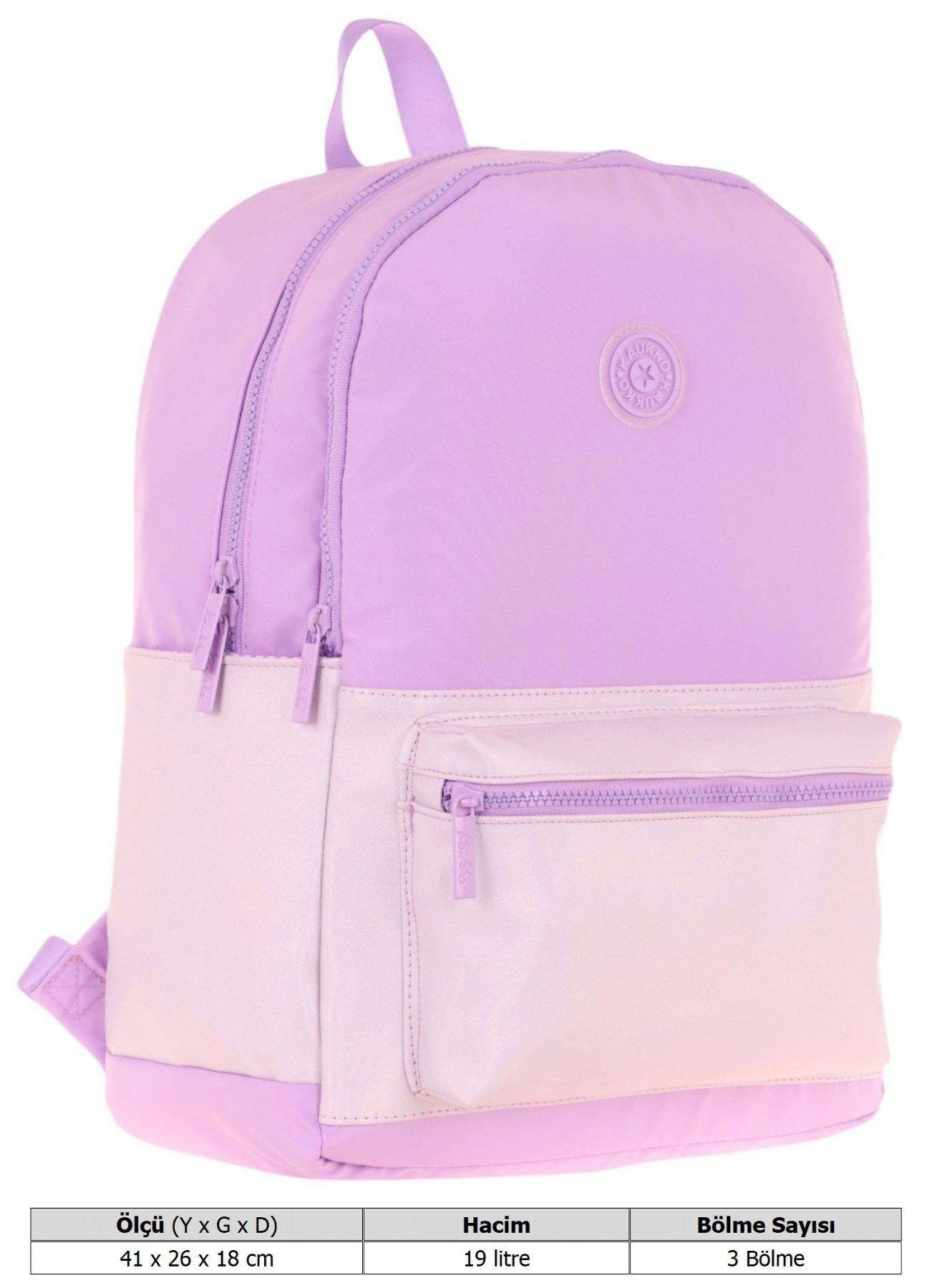 Kaukko Cube Üç Bölmeli Kız Çocuk Mor Okul Çantası - K1821