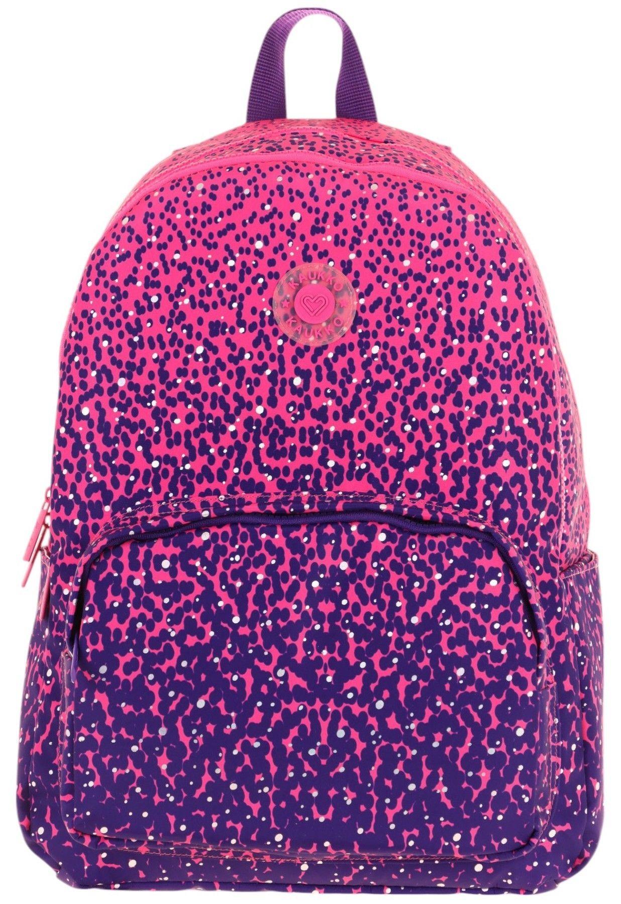 Kaukko Dots Kız Çocuk Üç Bölmeli İlkokul ve Ortaokul Çantası - Mor Nokta Desenli - K1806