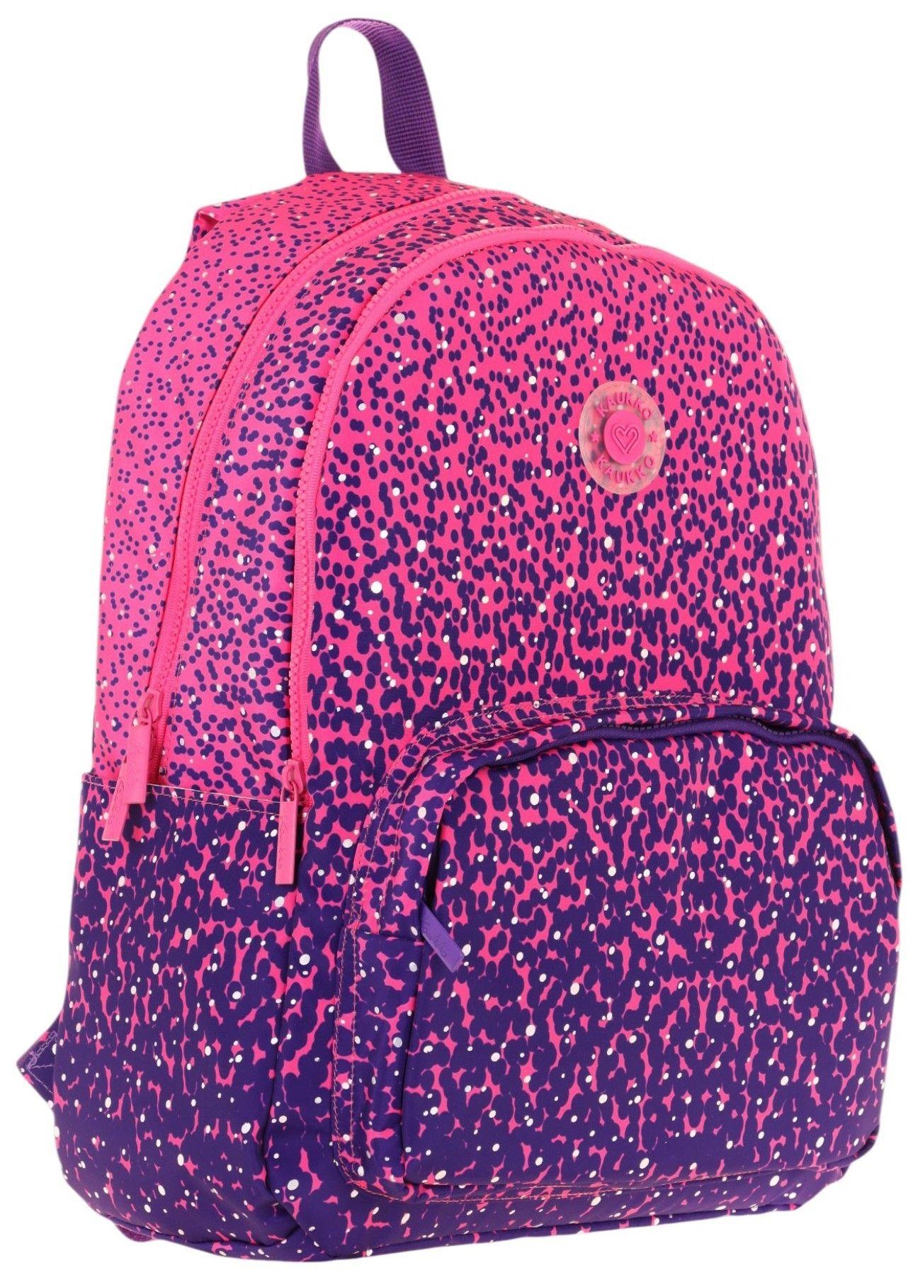 Kaukko Dots Kız Çocuk Üç Bölmeli İlkokul ve Ortaokul Çantası - Mor Nokta Desenli - K1806