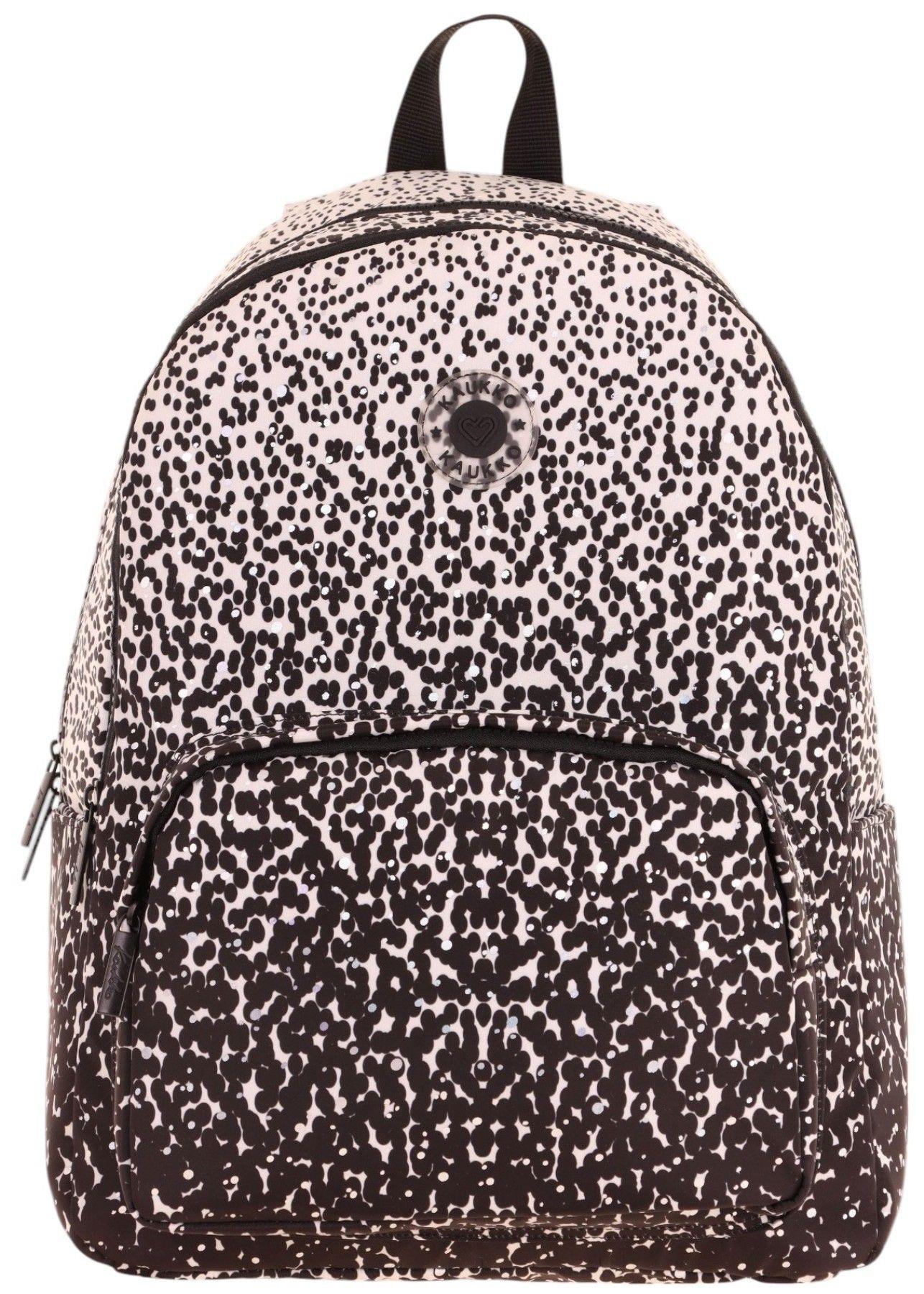 Kaukko Dots Kız Çocuk Üç Bölmeli İlkokul ve Ortaokul Çantası - Siyah Nokta Desenli - K1804
