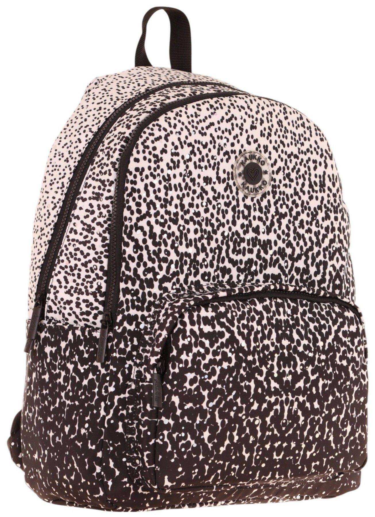 Kaukko Dots Kız Çocuk Üç Bölmeli İlkokul ve Ortaokul Çantası - Siyah Nokta Desenli - K1804