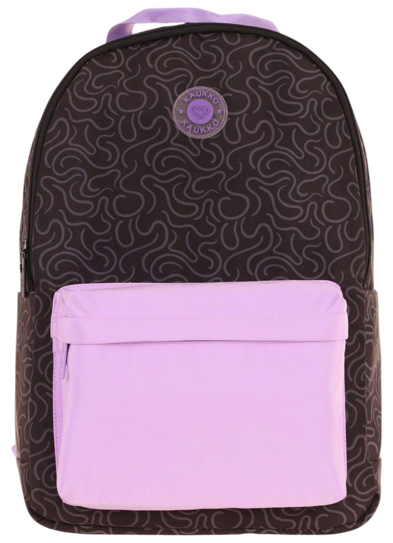 Kaukko Double Colors Üç Bölmeli Kız Çocuk Okul ve Günlük Sırt Çantası - Siyah Lila - K1840