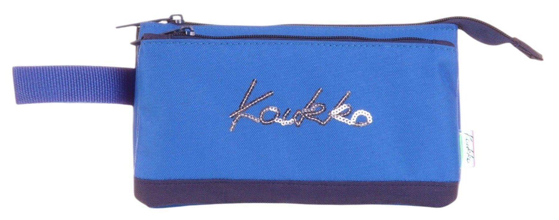 Kaukko İki Bölmeli Mavi Love Baskılı Kız Çocuk Akordion Kalem Çantası - K2673