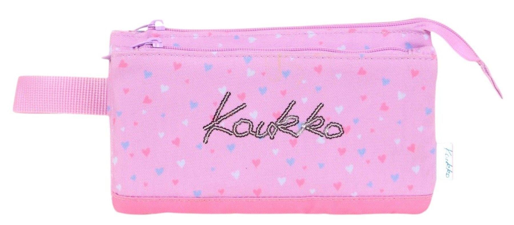 Kaukko İki Bölmeli Pembe Love Baskılı Kız Çocuk Akordion Kalem Çantası - K2675
