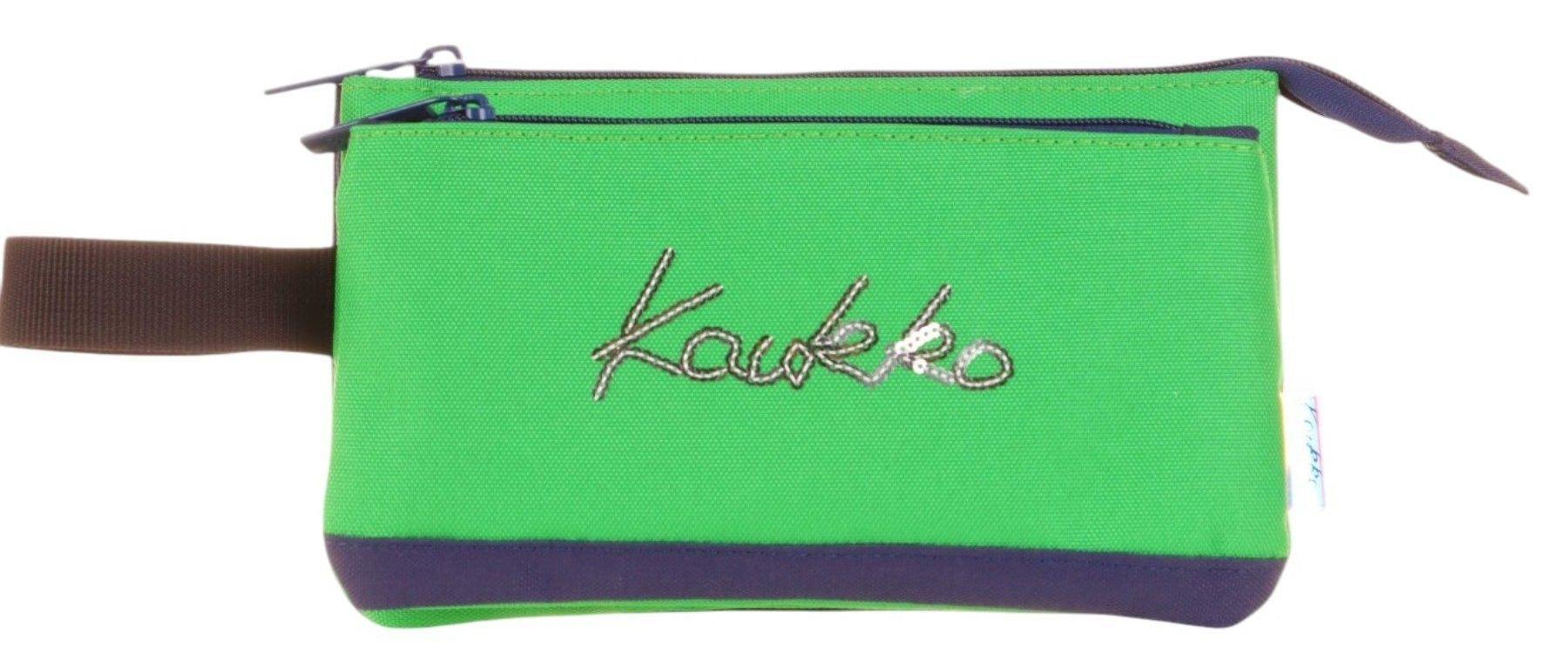 Kaukko İki Bölmeli Yeşil Love Baskılı Kız Çocuk Akordion Kalem Çantası - K2672