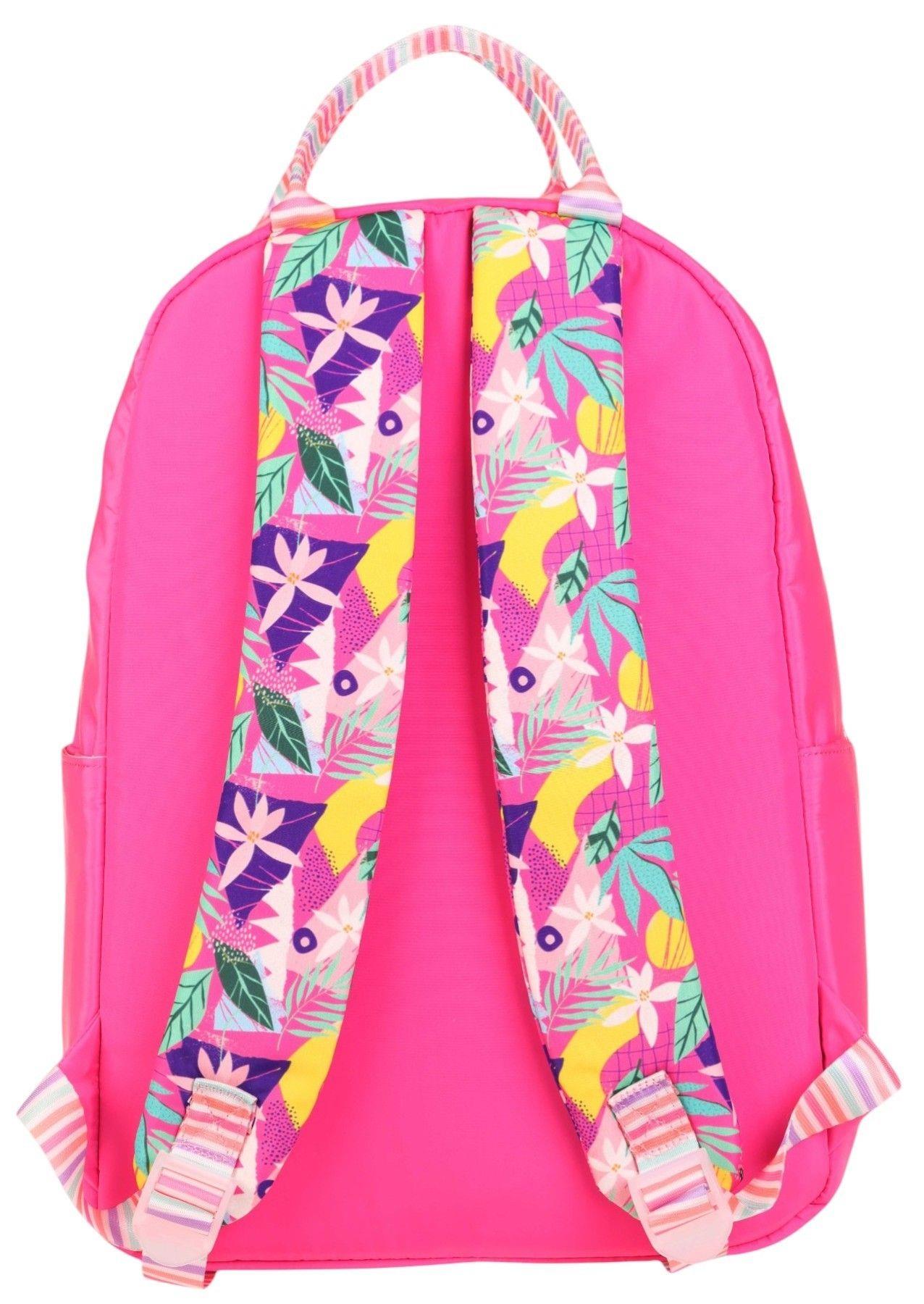 Kaukko K1762 Kız Çocuk/Kadın (Pembe - Yaprak Desenli) Okul ve Günlük Sırt Çantası