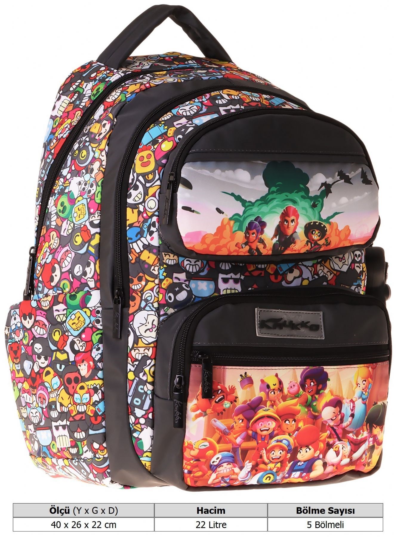 Kaukko Kids Beş Bölmeli Erkek Çocuk Aviator Baskılı Siyah İlkokul Okul Sırt Çantası - L5424