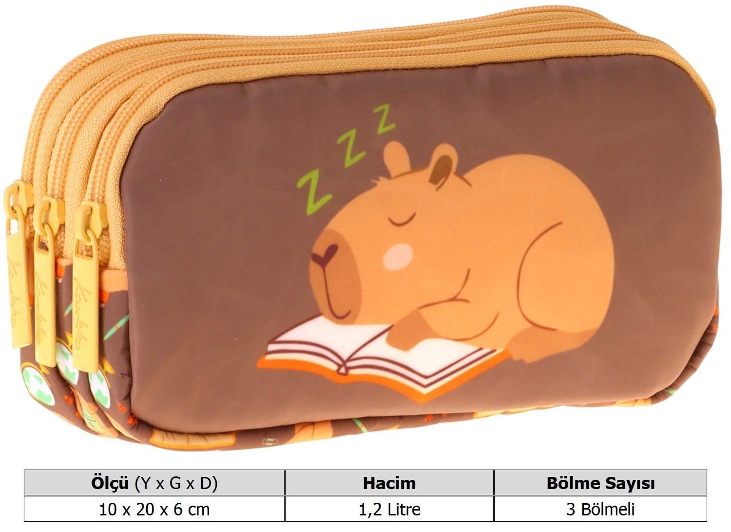Kaukko Kids Clever Baskılı Kahverengi Erkek Çocuk Okul Kalemliği Kalem Çantası - L5386