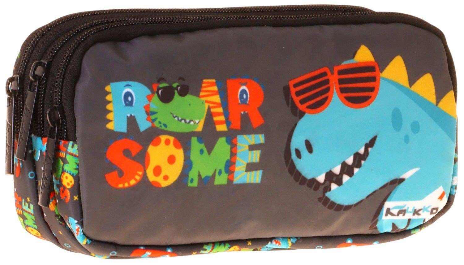 Kaukko Kids Dinazor Roar Some Baskılı Sarı - Mavi Erkek Çocuk Okul Kalemliği Kalem Çantası - L5396