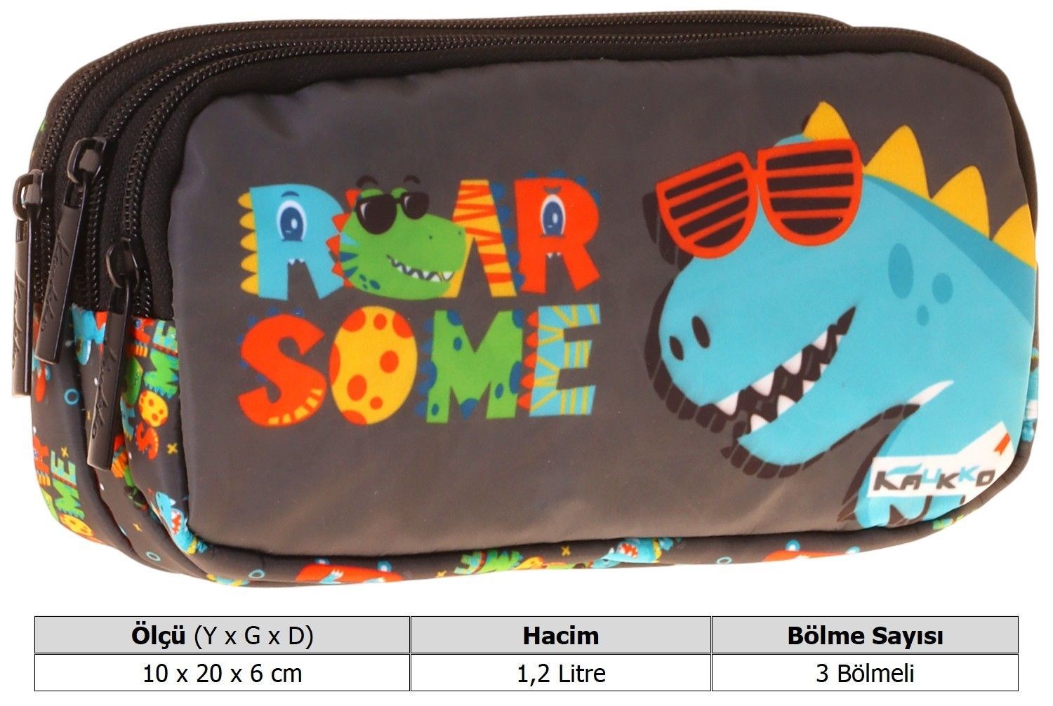 Kaukko Kids Dinazor Roar Some Baskılı Sarı - Mavi Erkek Çocuk Okul Kalemliği Kalem Çantası - L5396