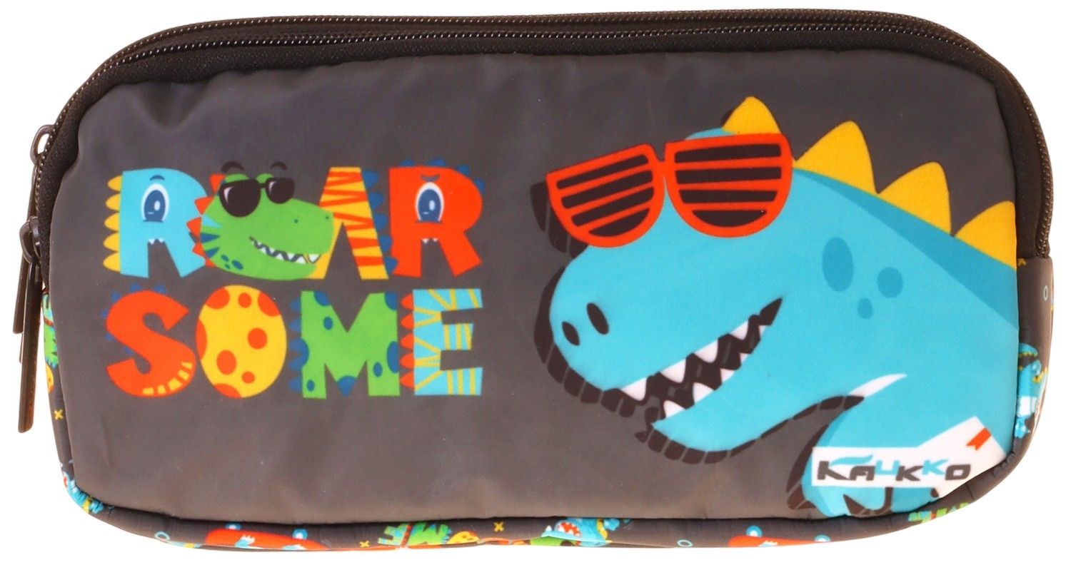 Kaukko Kids Dinazor Roar Some Baskılı Sarı - Mavi Erkek Çocuk Okul Kalemliği Kalem Çantası - L5396