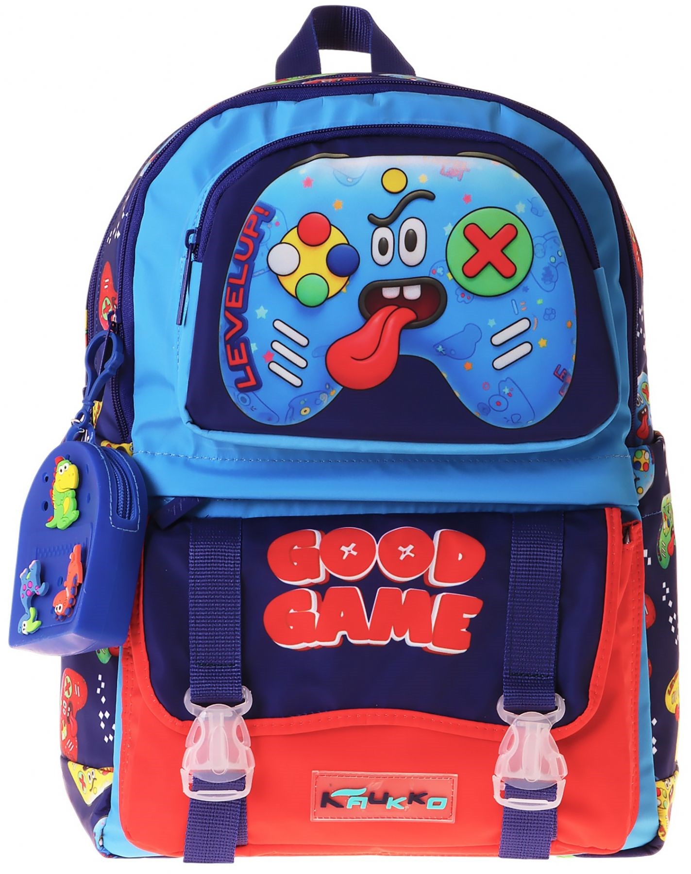 Kaukko Kids Dört Bölmeli Erkek Çocuk Good Game Baskılı Lacivert - Kırmızı Okul Sırt Çantası - L5389