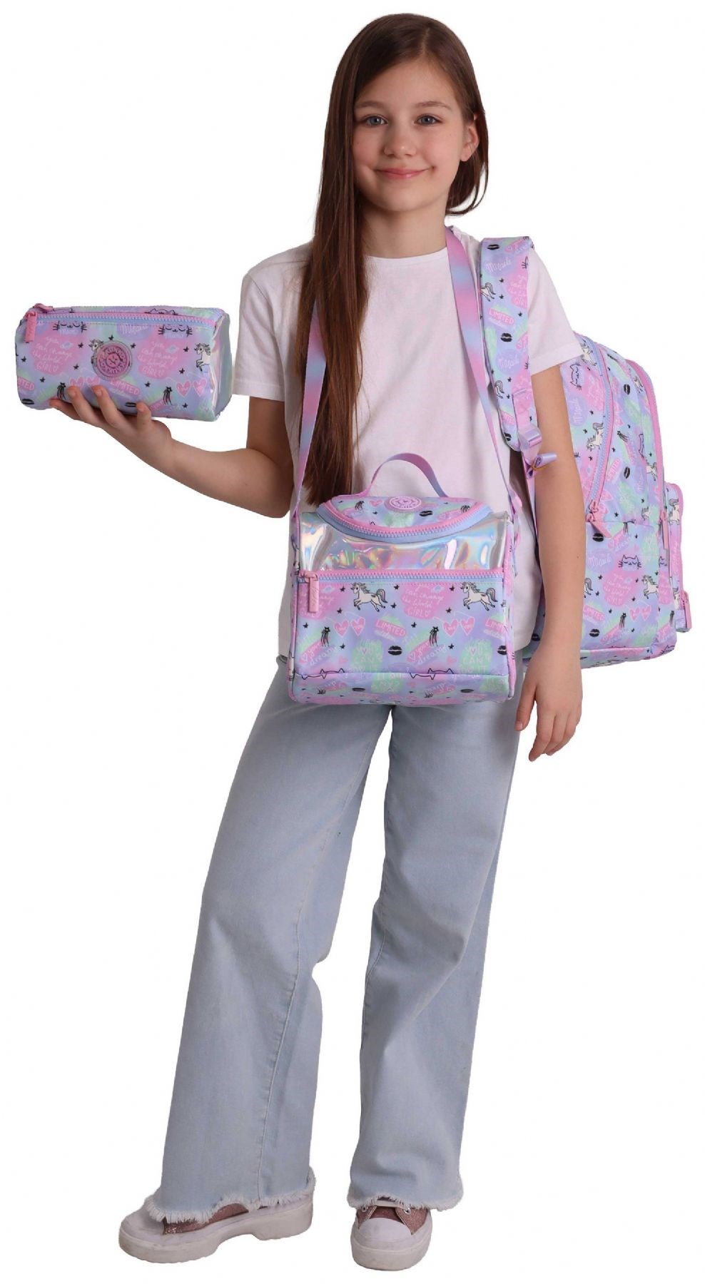 Kaukko Kids Dream(Çok Renkli Renk) Kız Çocuk Üçlü İlkokul Okul Çantası Seti/Takımı - SETKK-L5343A