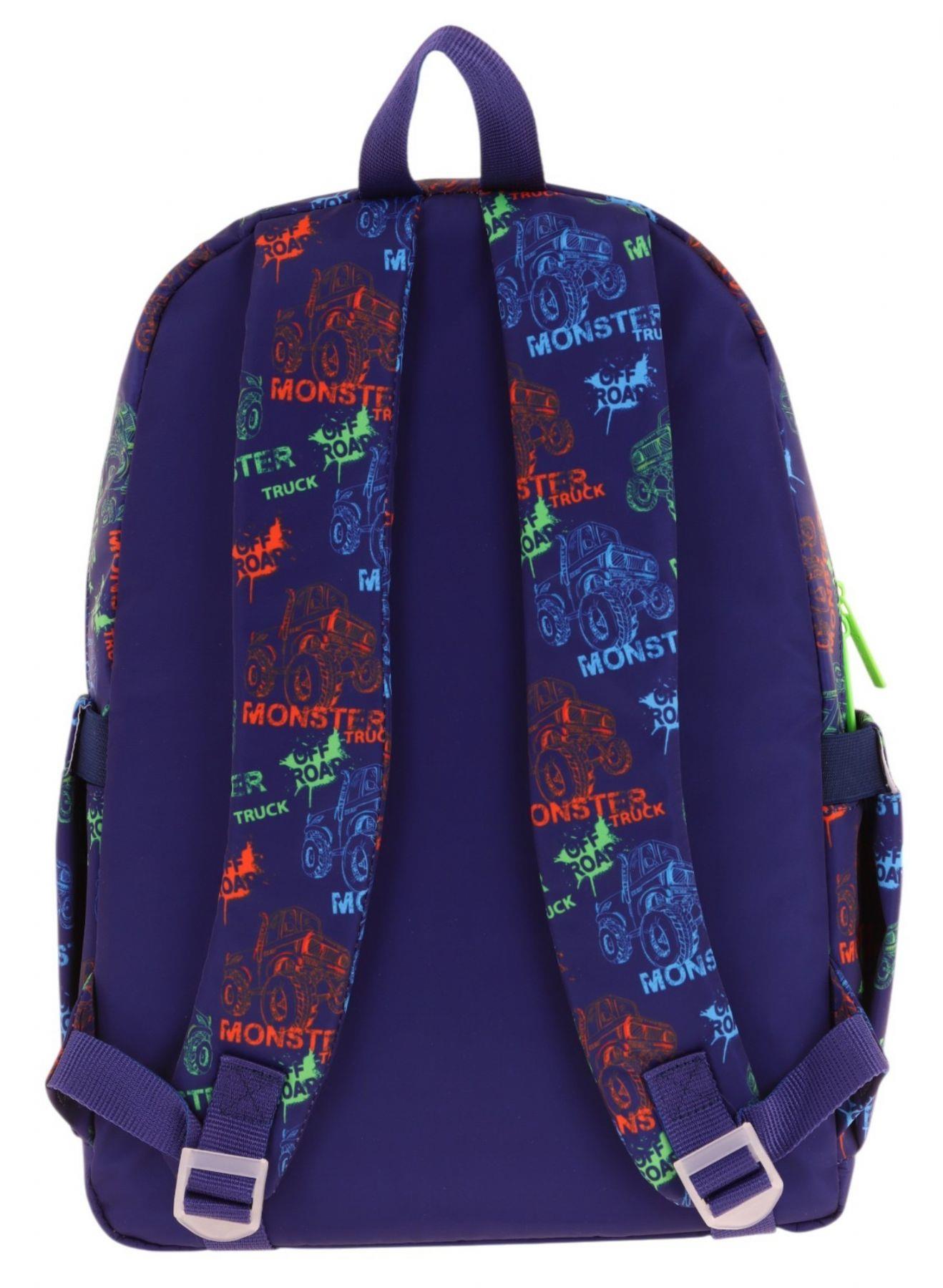 Kaukko Kids Erkek Çocuk Armalı Kamyon Desenli İlkokul Okul Sırt Çantası (Dört Bölmeli) - Lacivert Yeşil - L5279