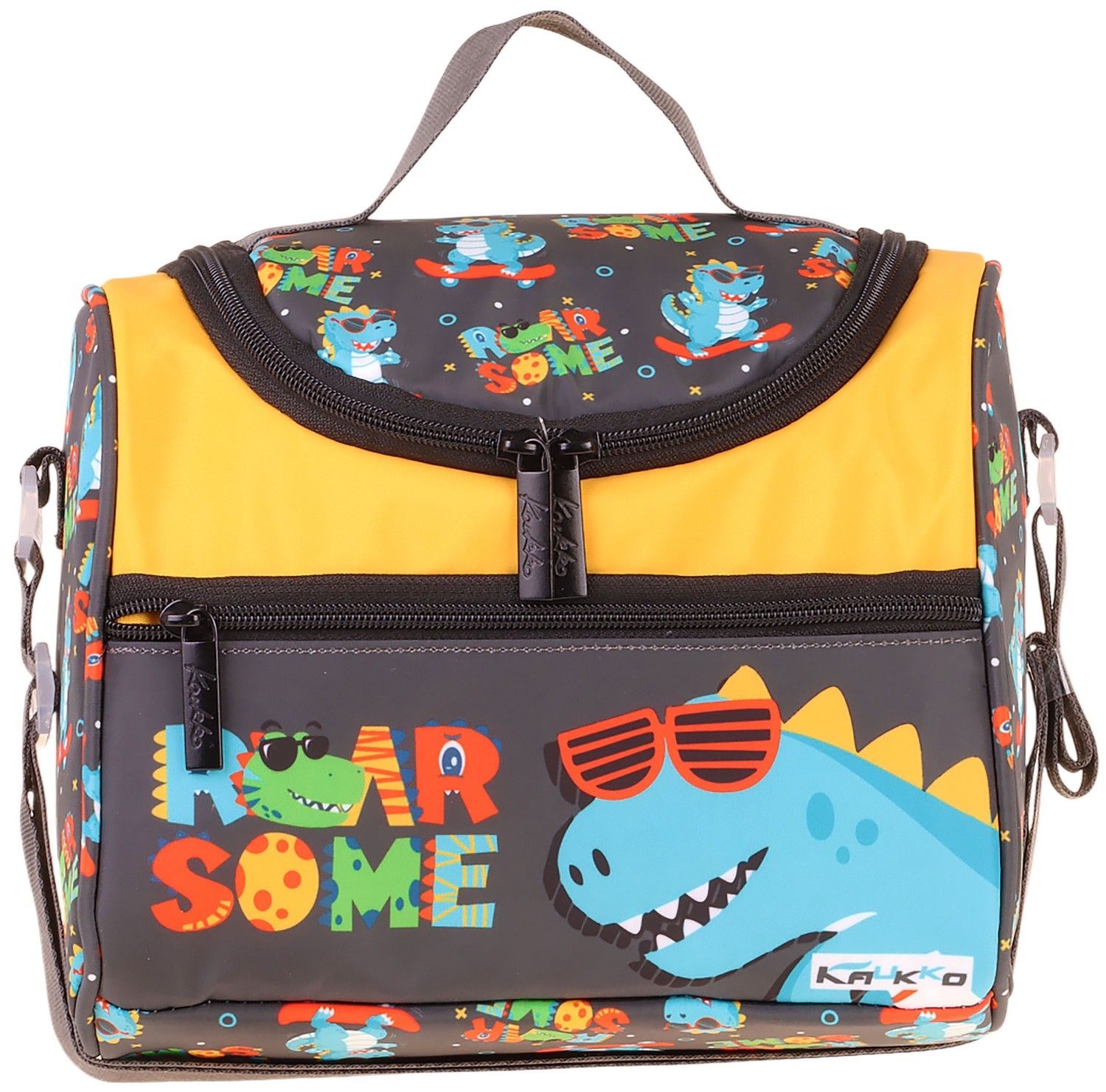 Kaukko Kids Erkek Çocuk Dinazor Roar Some Baskılı Isı Yalıtımlı Okul Beslenme Çantası (Sarı - Mavi) - L5395