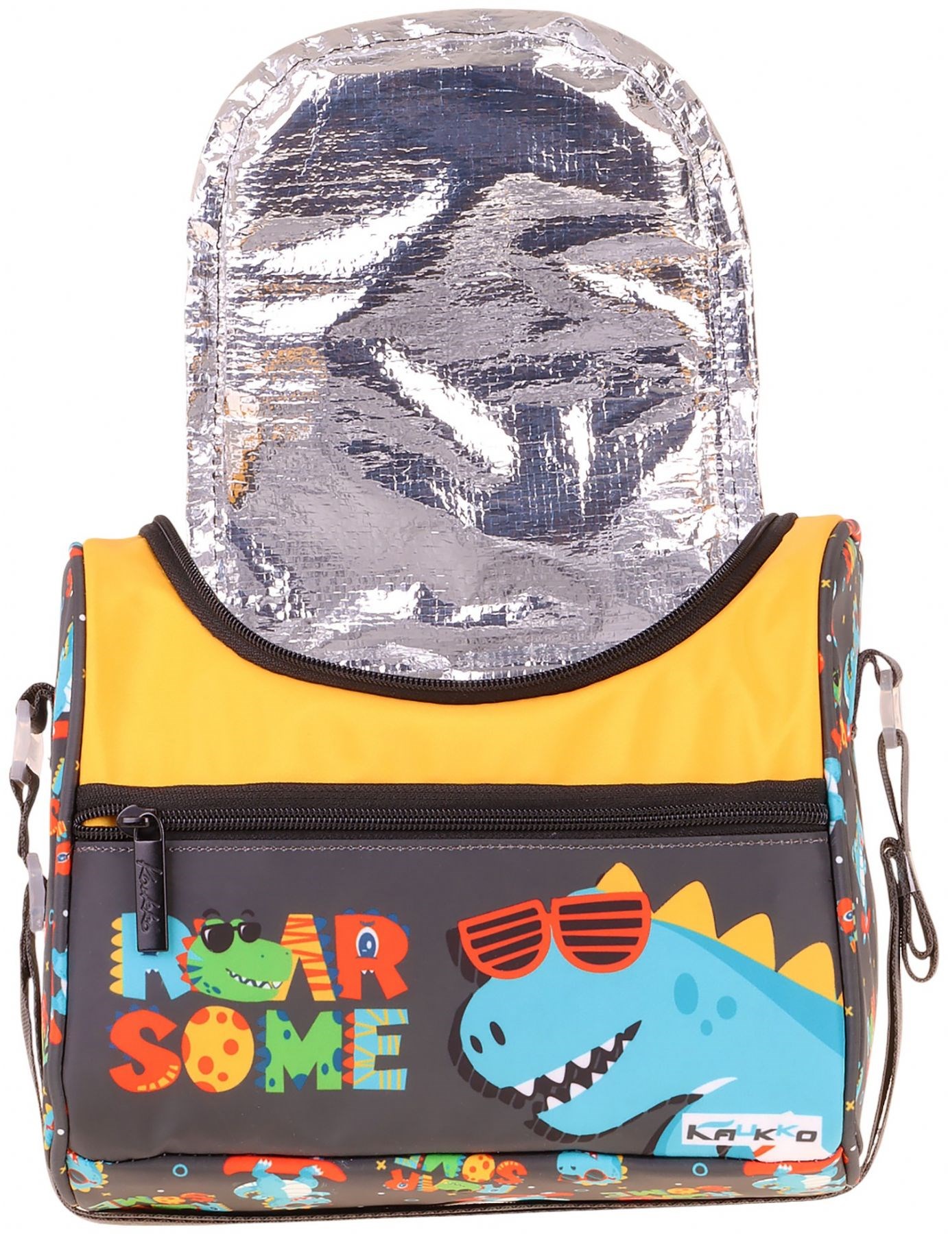 Kaukko Kids Erkek Çocuk Dinazor Roar Some Baskılı Isı Yalıtımlı Okul Beslenme Çantası (Sarı - Mavi) - L5395