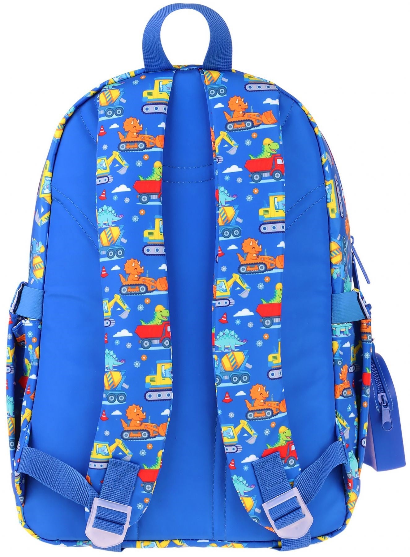 Kaukko Kids Erkek Çocuk Dinazor ve İş Makinesi Baskılı Okul Çantası - Mavi - Sarı - Mechanic - L5369